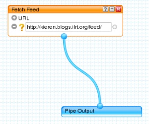 Screenshot of a simple pipe created in Yahoo! Pipes
